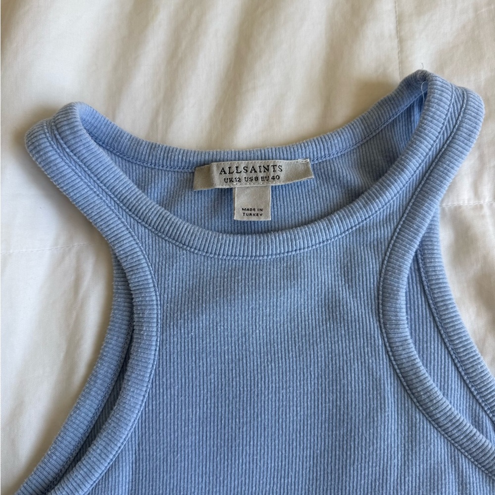 All Saints Light Blue Ribbed Racerback Bodysuit - Picture 3 of 3